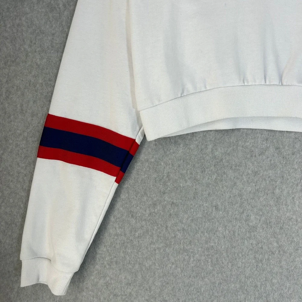 K-Swiss x‎ Forever 21 White 1/4 Zip Cropped Sweatshirt Striped Womens Size Small